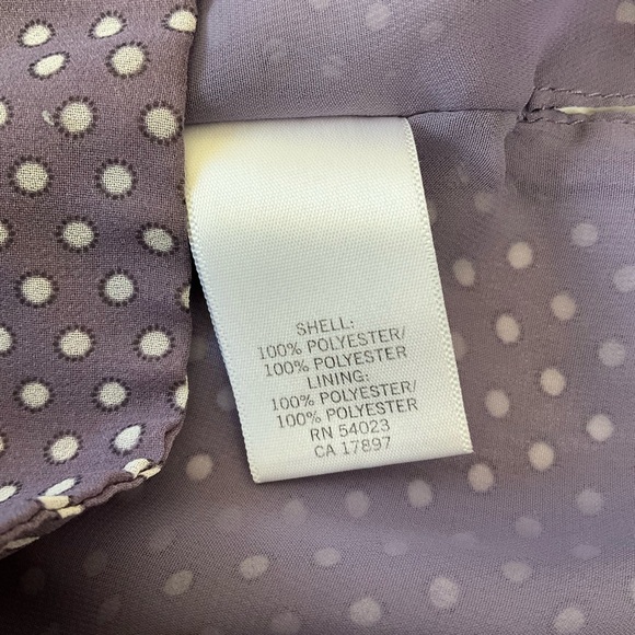 Banana Republic Pale Purple Gray Polka Dot Tie Neck Sleeveless Top PXS - Picture 5 of 9